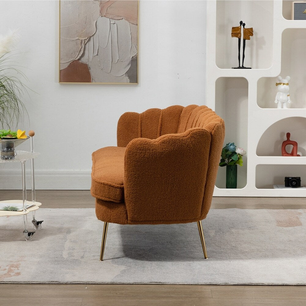 Divano a due posti per mini-stanze con gambe in metallo dorato - 2 posti