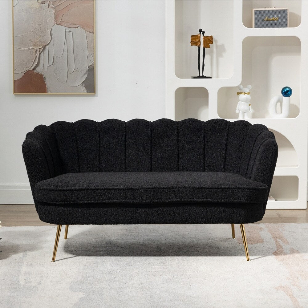 Divano a due posti per mini-stanze con gambe in metallo dorato - 2 posti