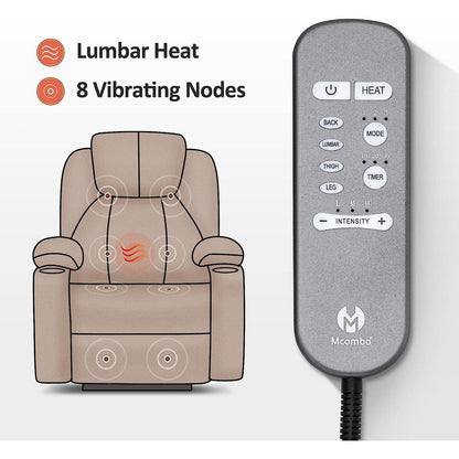 Poltrona reclinabile elettrica MCombo Small con massaggio e calore per anziani, 3 posizioni e porte USB, similpelle 7141