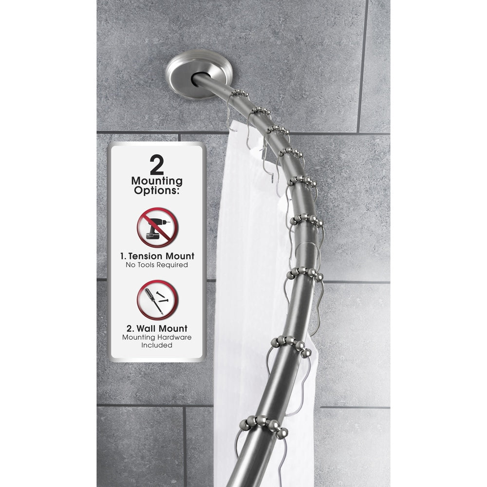 Asta per tenda da doccia curva a doppio montaggio Smart Rod Maytex - Nichel spazzolato