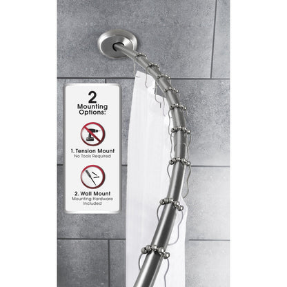 Asta per tenda da doccia curva a doppio montaggio Smart Rod Maytex - Nichel spazzolato