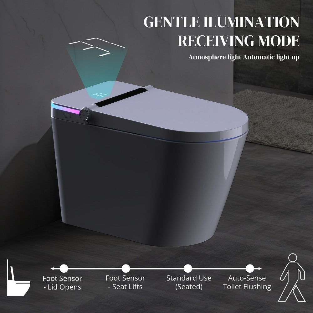 WC intelligente, WC bidet monoblocco per bagni, WC moderno allungato con acqua calda, doppio scarico automatico, funzionamento con sensore a pedale