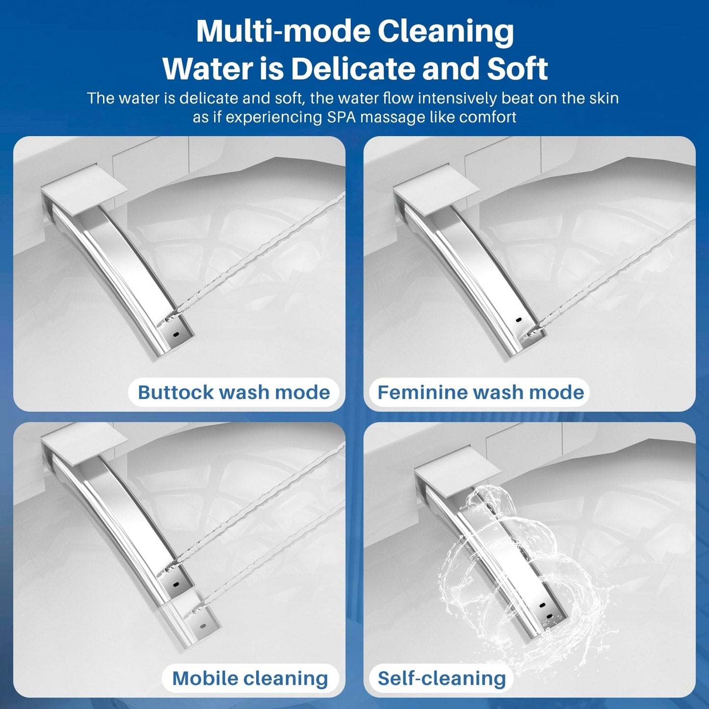 WC intelligente, WC bidet monoblocco per bagni, WC moderno allungato con acqua calda, doppio scarico automatico, funzionamento con sensore a pedale