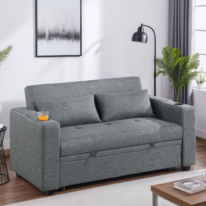 Divano letto Soen con letto estraibile, 2 cuscini, grigio ardesia