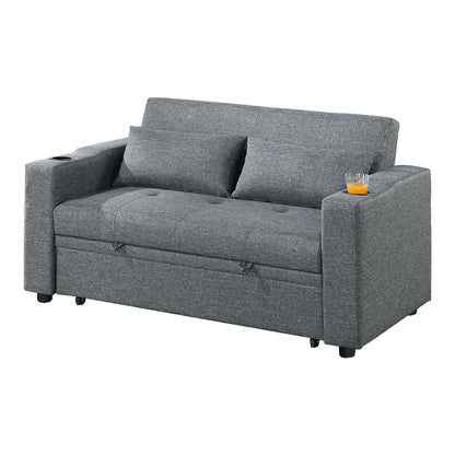 Divano letto Soen con letto estraibile, 2 cuscini, grigio ardesia