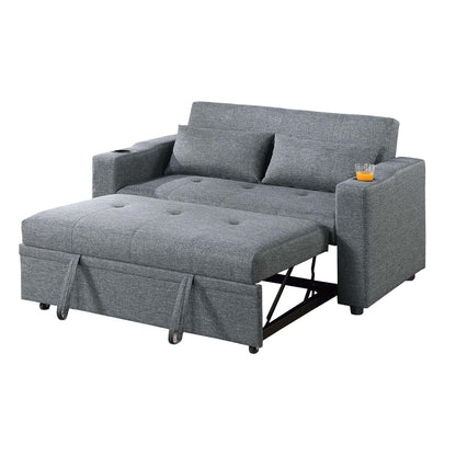 Divano letto Soen con letto estraibile, 2 cuscini, grigio ardesia