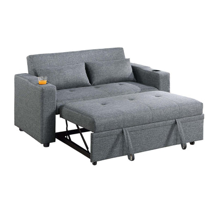 Divano letto Soen con letto estraibile, 2 cuscini, grigio ardesia