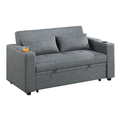 Divano letto Soen con letto estraibile, 2 cuscini, grigio ardesia