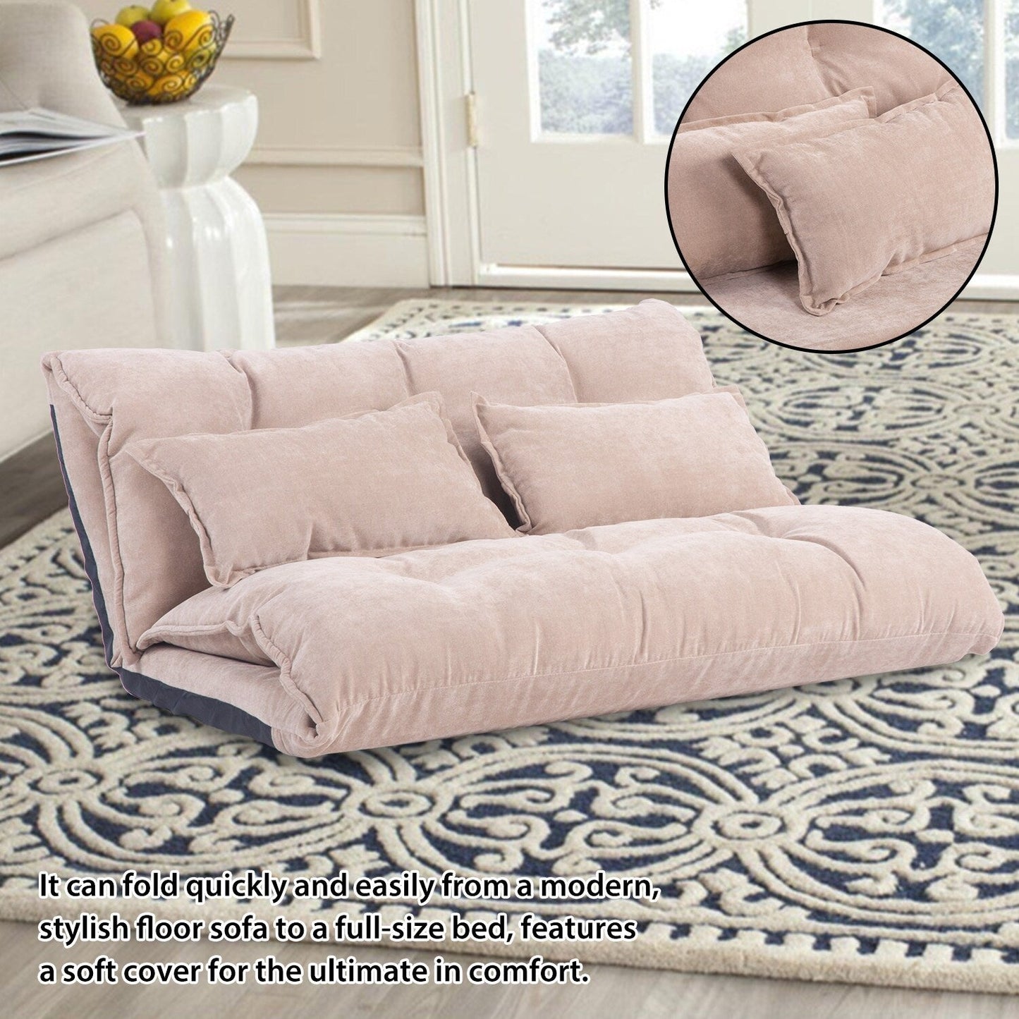 Divano letto futon pieghevole regolabile Nestfair con 2 cuscini