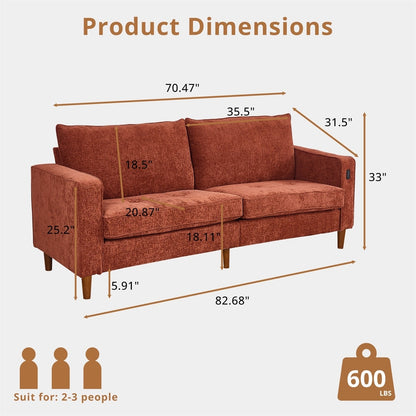 82.7 Divani per soggiorno, comodi divani a due posti, divano a due posti in velluto a coste, facile da montare con USB