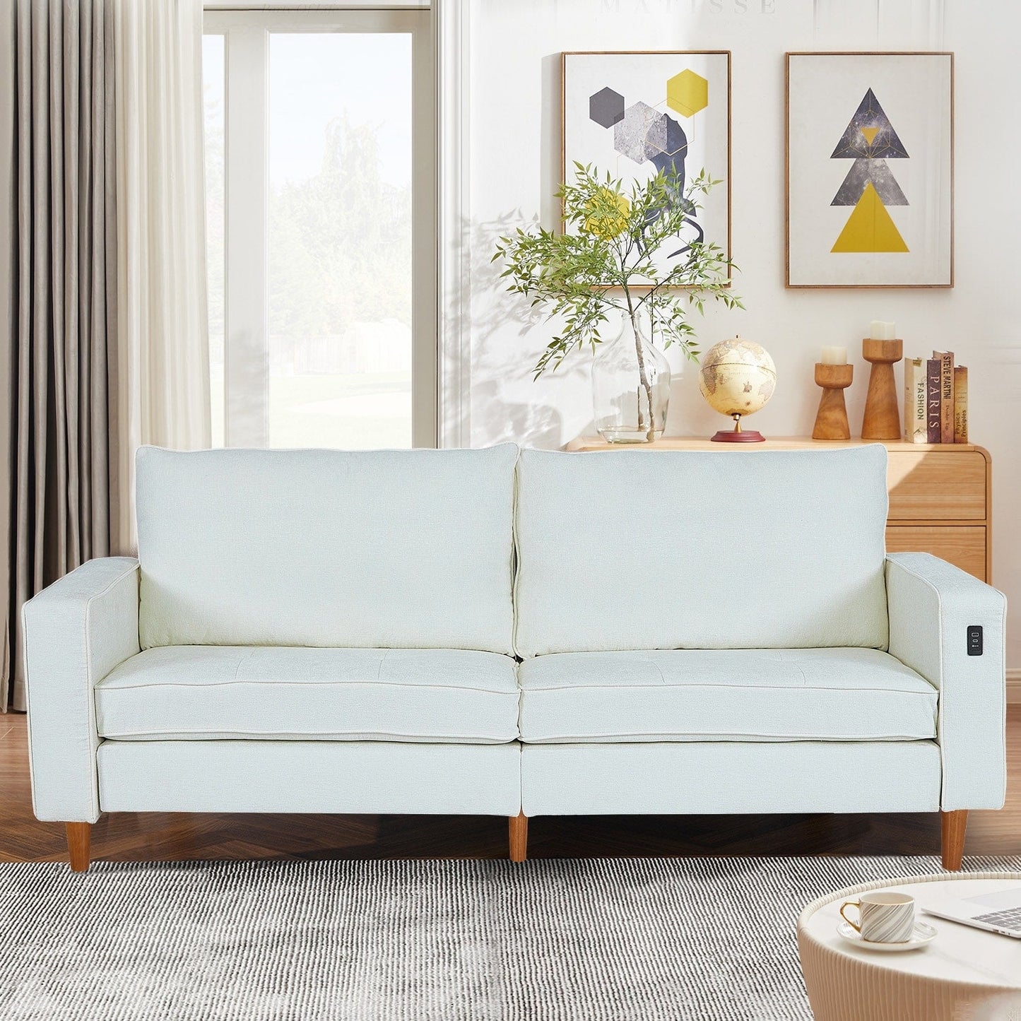 82.7 Divani per soggiorno, comodi divani a due posti, divano a due posti in velluto a coste, facile da montare con USB