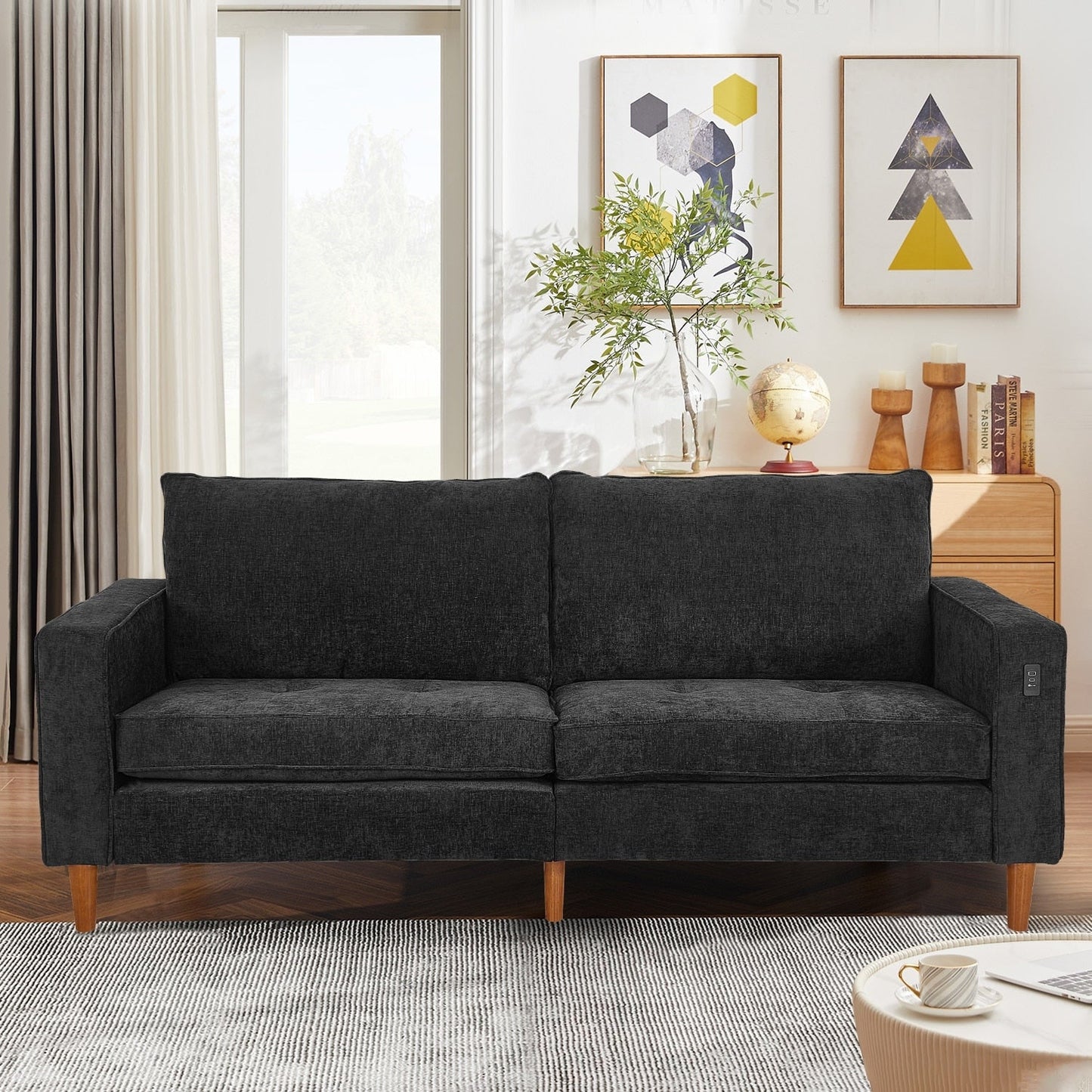 82.7 Divani per soggiorno, comodi divani a due posti, divano a due posti in velluto a coste, facile da montare con USB