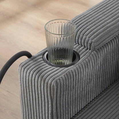 Divano letto in velluto a coste con porte USB