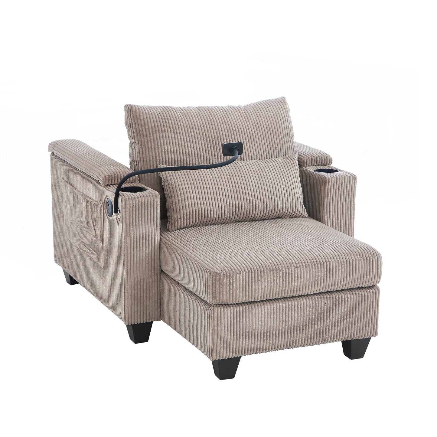 Divano letto in velluto a coste con porte USB