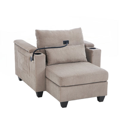 Divano letto in velluto a coste con porte USB