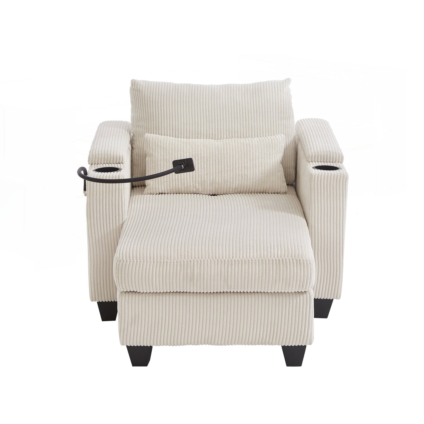 Divano letto in velluto a coste con porte USB