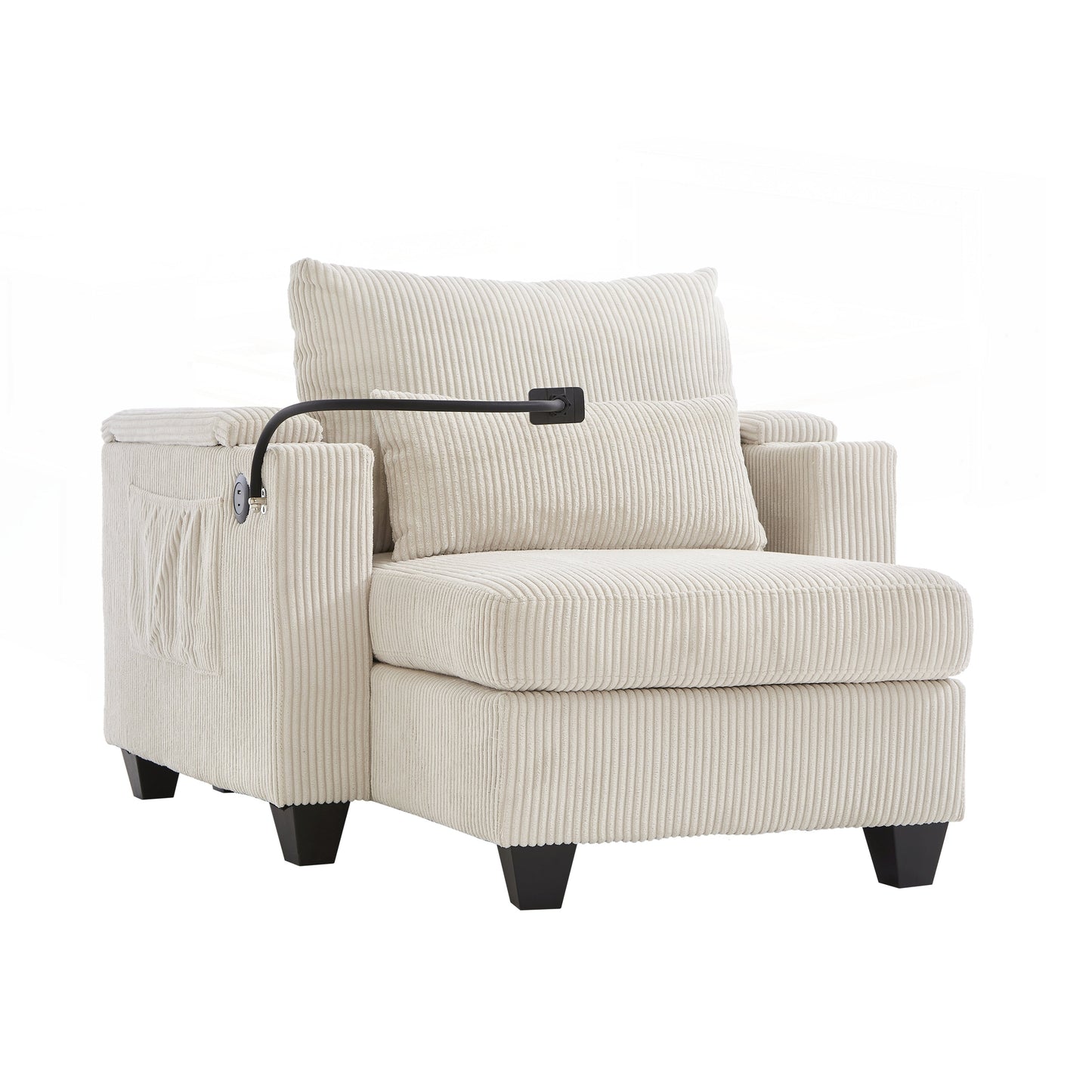 Divano letto in velluto a coste con porte USB