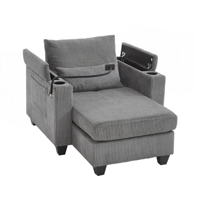 Divano letto in velluto a coste con porte USB