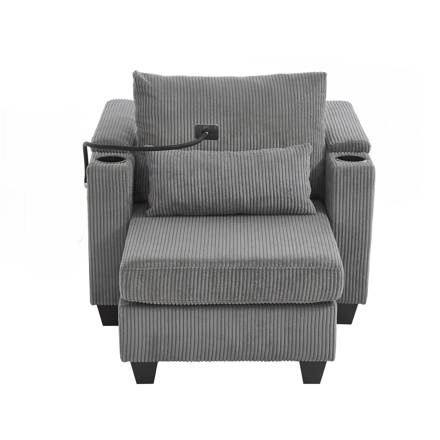 Divano letto in velluto a coste con porte USB