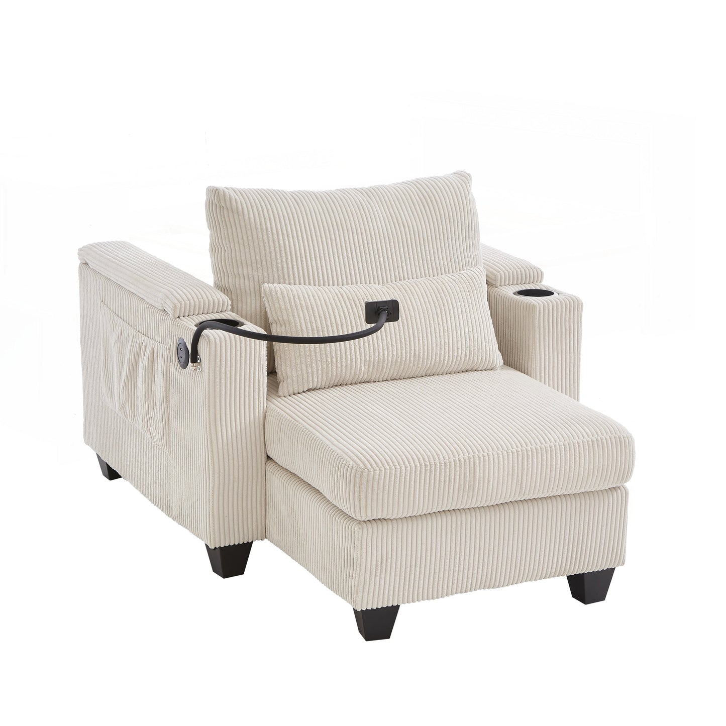 Divano letto in velluto a coste con porte USB