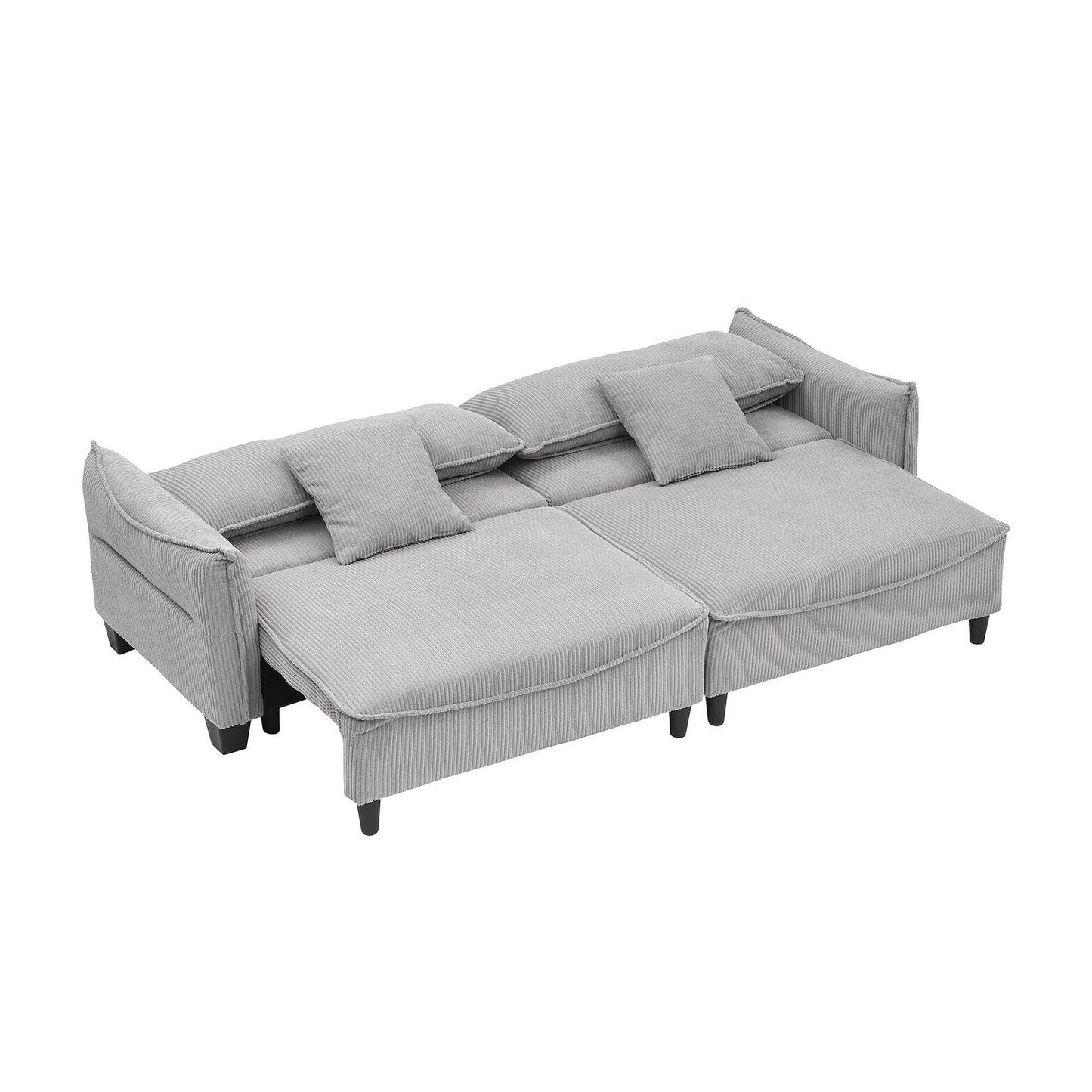 Il divano può essere convertito in un divano letto con due cuscini decorativi