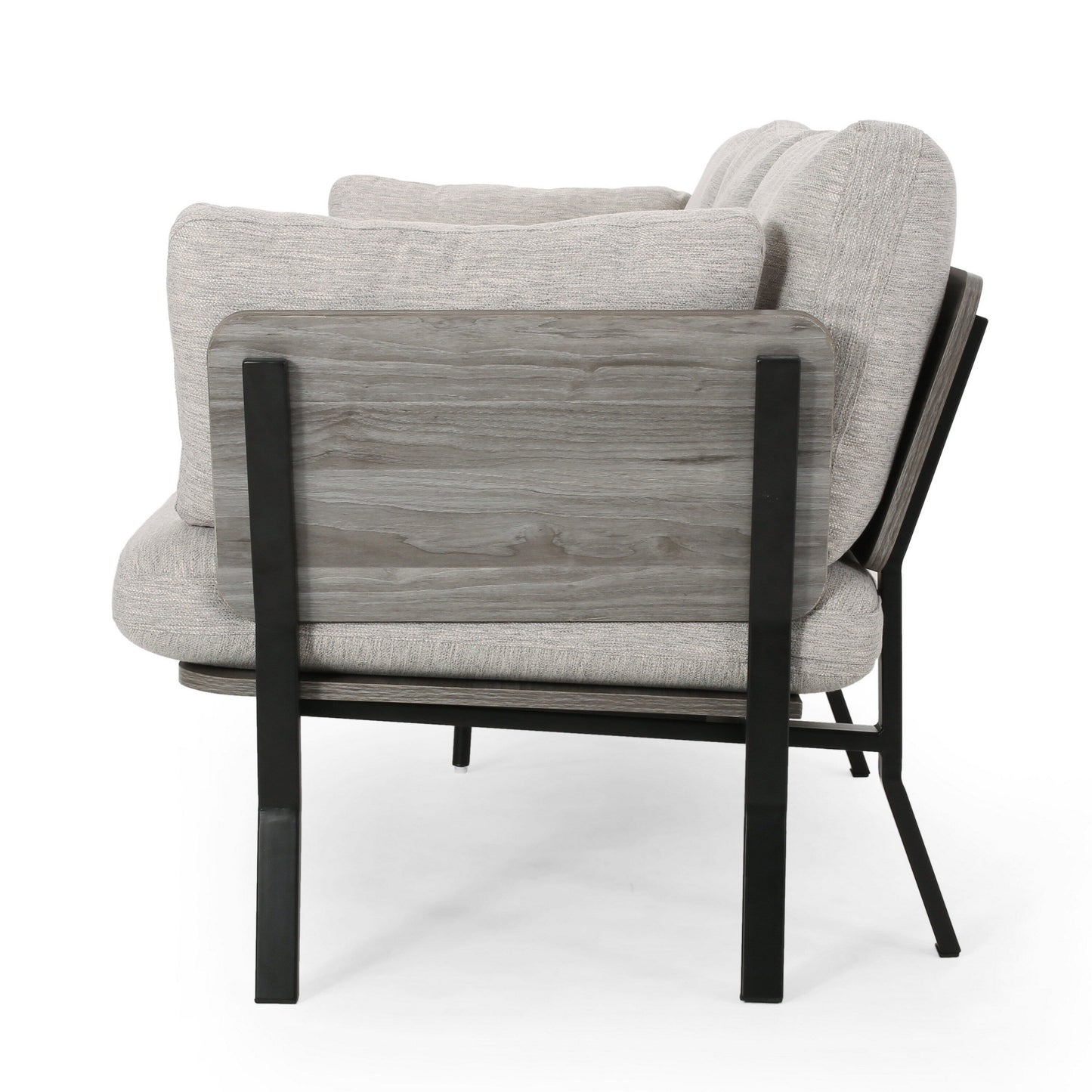 Divano a 3 posti, gambe angolate, 80 pollici, cuscini in morbido tessuto grigio chiaro