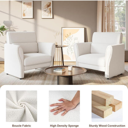 Divano, poltrona moderna in boucle, poltrona imbottita in peluche, comoda poltrona lounge