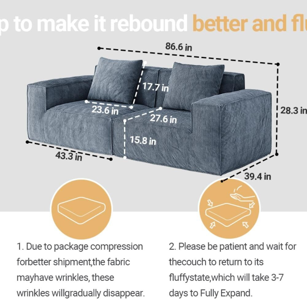 Divano per due persone in morbido velluto a coste nuvola