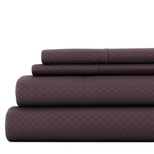 Set di lenzuola con tasca profonda Soft Essentials Double Brushed Embossed Checkered 4 pezzi