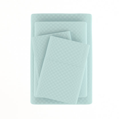 Set di lenzuola con tasca profonda Soft Essentials Double Brushed Embossed Checkered 4 pezzi