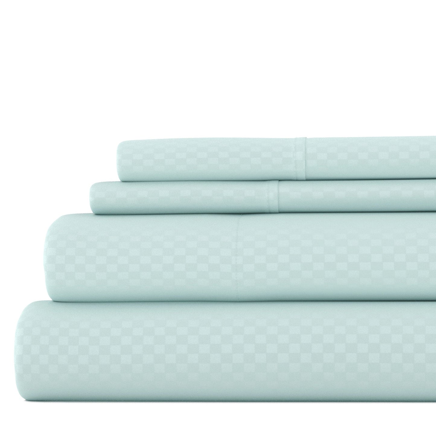 Set di lenzuola con tasca profonda Soft Essentials Double Brushed Embossed Checkered 4 pezzi