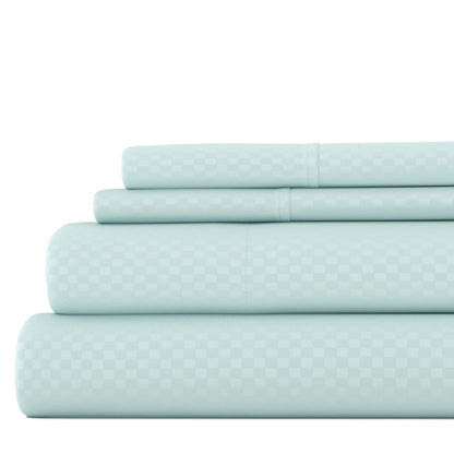 Set di lenzuola con tasca profonda Soft Essentials Double Brushed Embossed Checkered 4 pezzi