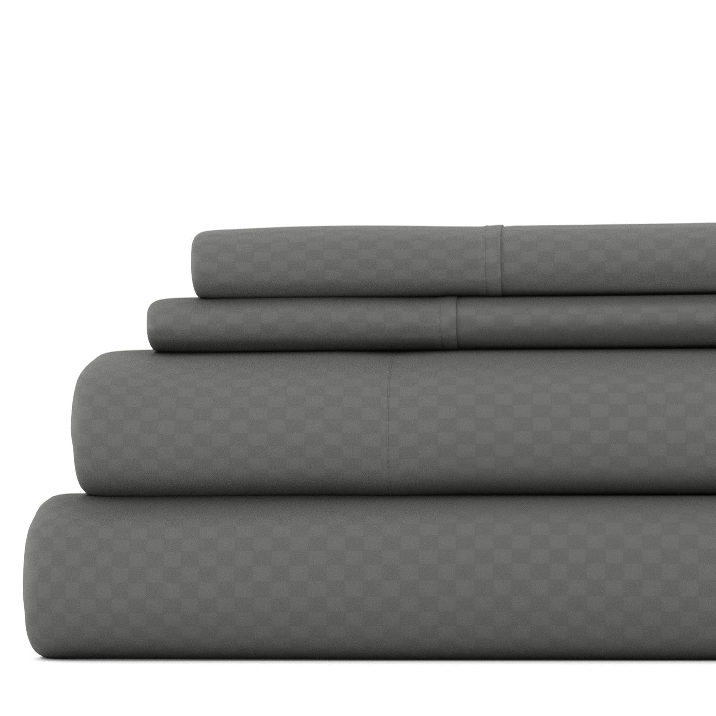 Set di lenzuola con tasca profonda Soft Essentials Double Brushed Embossed Checkered 4 pezzi