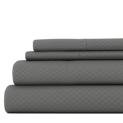 Set di lenzuola con tasca profonda Soft Essentials Double Brushed Embossed Checkered 4 pezzi