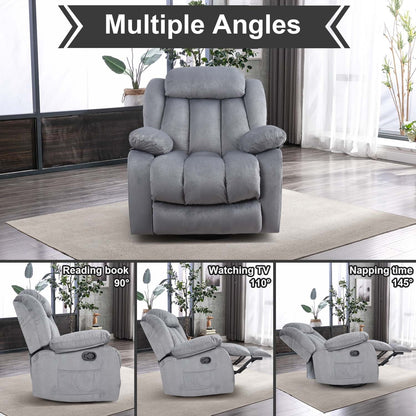 Poltrona reclinabile manuale con rivestimento in tessuto morbido, massaggiante e calore