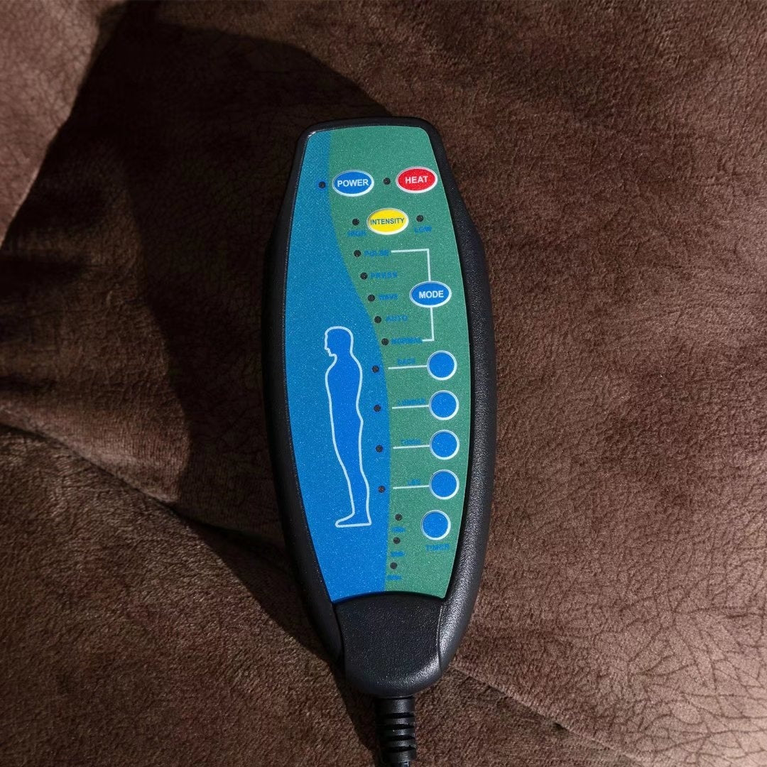 Poltrona reclinabile manuale con rivestimento in tessuto morbido, massaggiante e calore