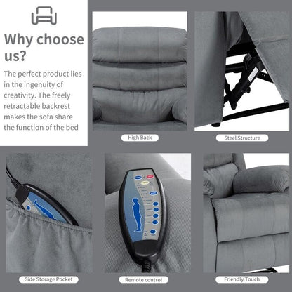 Poltrona reclinabile morbida con funzione massaggio e calore