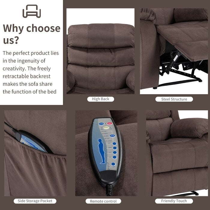 Poltrona reclinabile morbida con funzione massaggio e calore