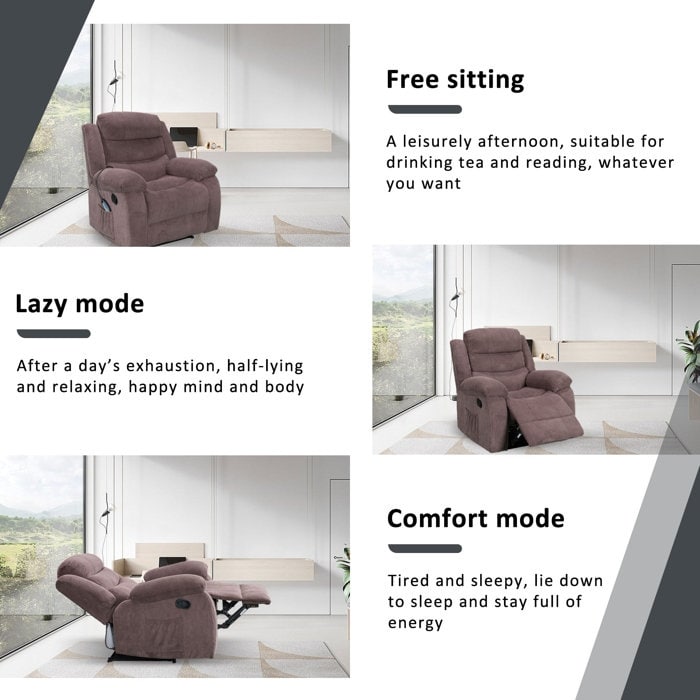 Poltrona reclinabile morbida con funzione massaggio e calore