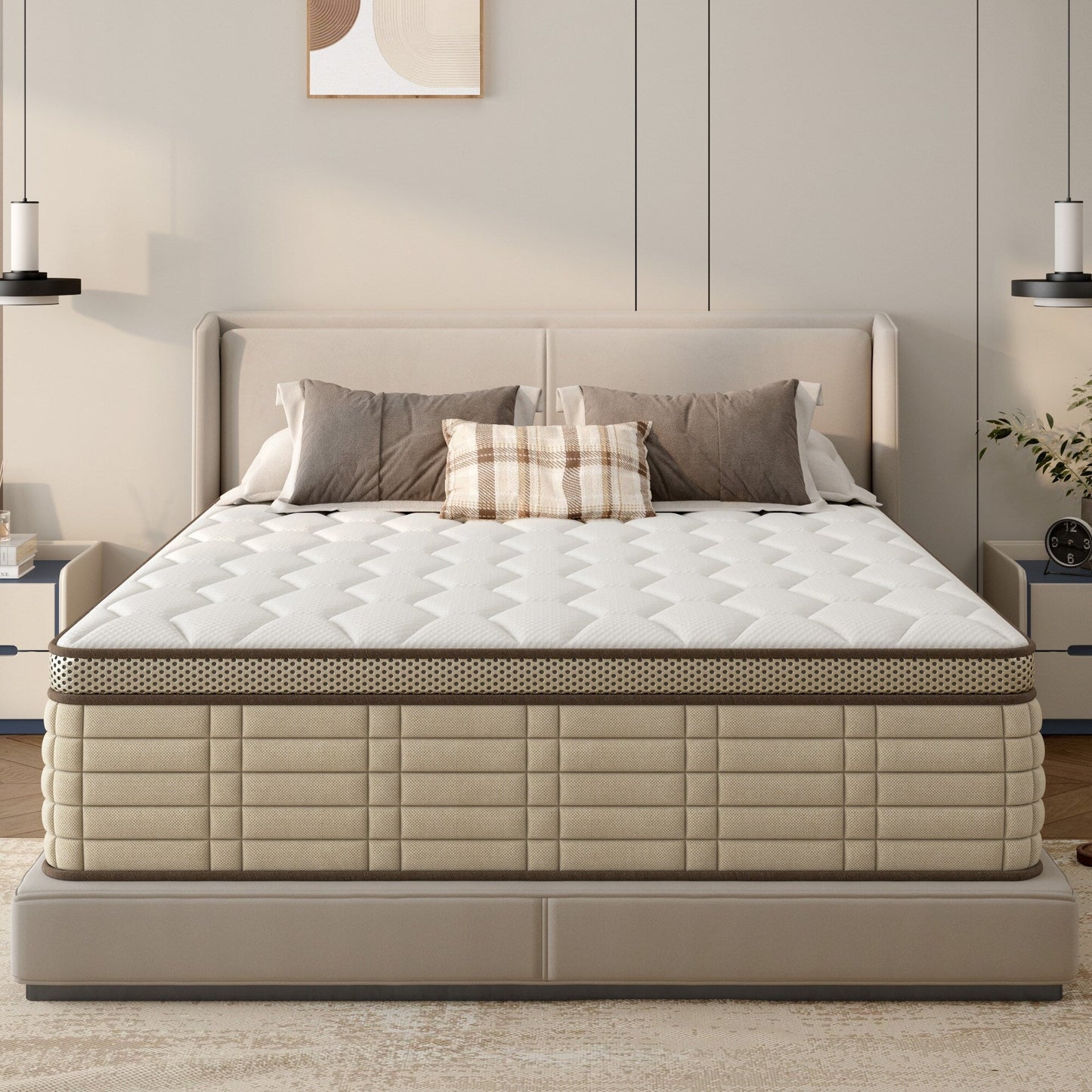 Materasso ibrido SogesSleep da 12 pollici in una scatola con design ergonomico in memory foam