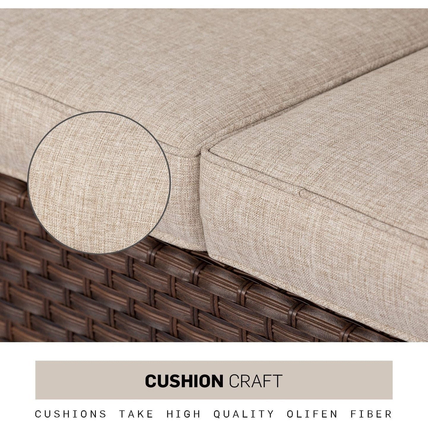 Set da conversazione con poltrona in vimini per patio da esterno da 4/5 pezzi, tavolino e cuscini