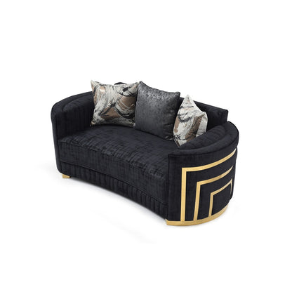 Divano dritto Soledad da 75 pollici con braccioli pillow top in poliestere, nero