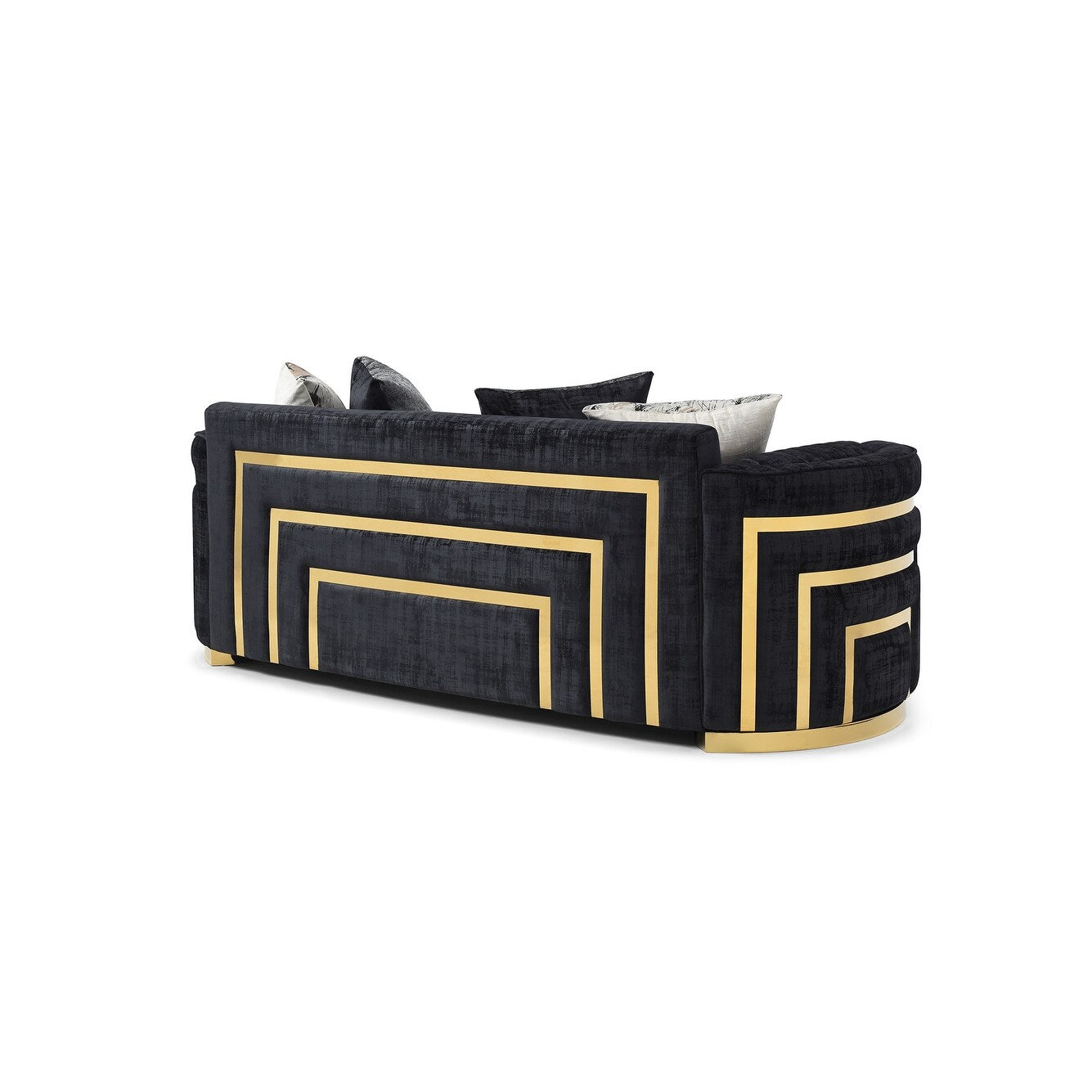 Divano dritto Soledad da 91 pollici con braccioli pillow top in poliestere, nero