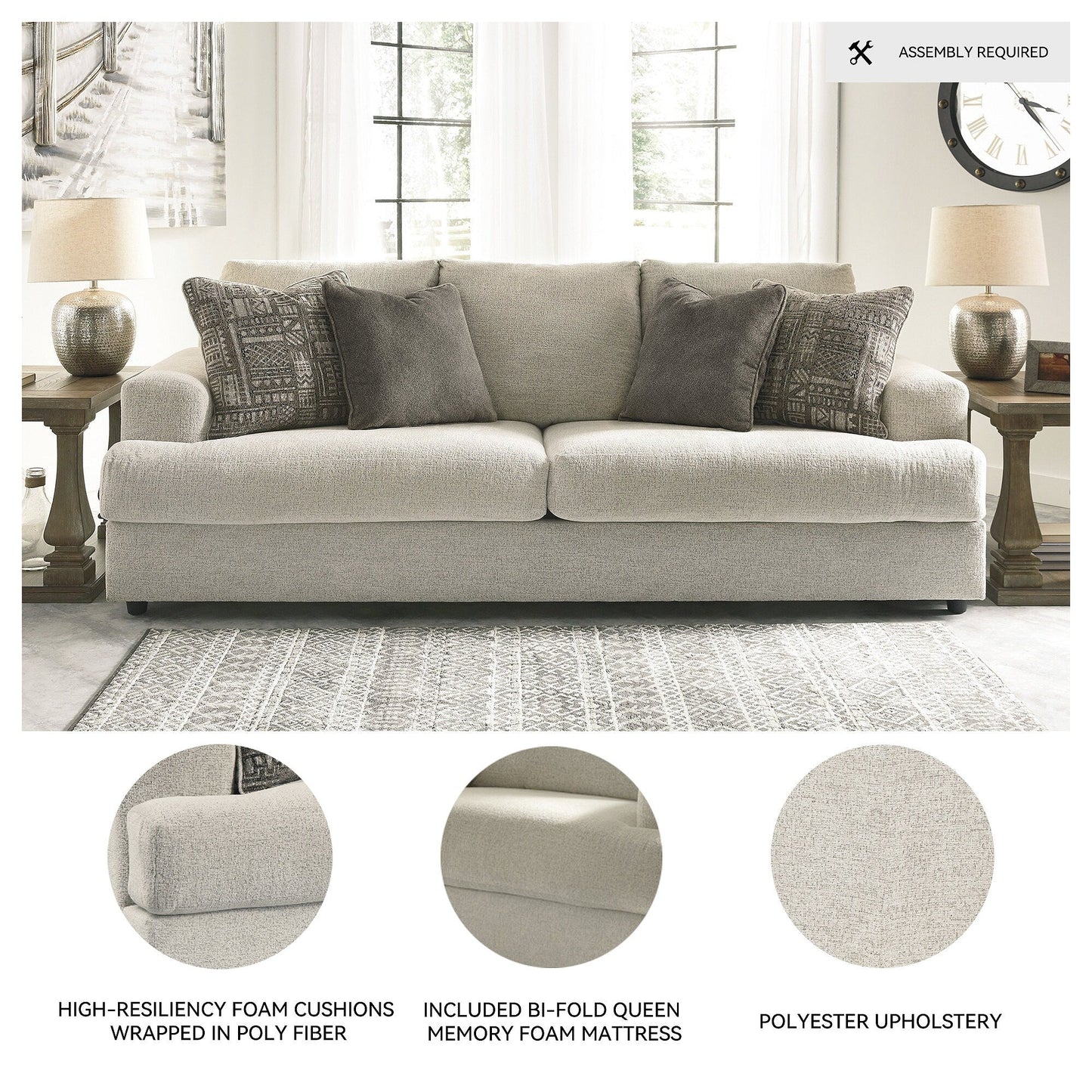 Divano letto Queen Soletren - Pietra