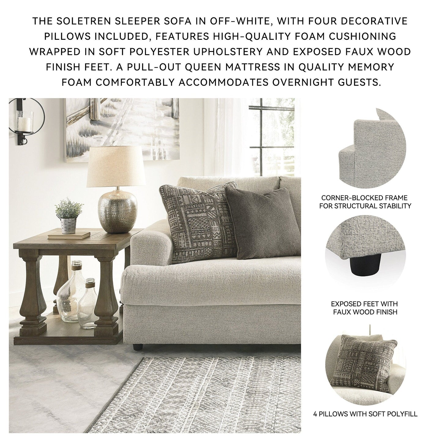 Divano letto Queen Soletren - Pietra