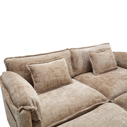 Costruzione solida, la struttura complessiva del divano è stabile, due sgabelli e divano a due posti con tasche laterali