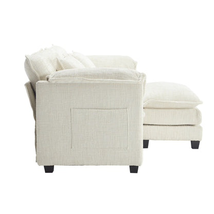 Costruzione solida, la struttura complessiva del divano è stabile, due sgabelli e divano a due posti con tasche laterali