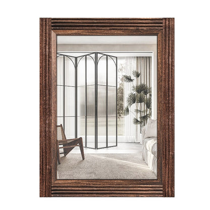 Specchio da bagno piatto con cornice in legno massello