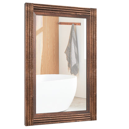 Specchio da bagno piatto con cornice in legno massello