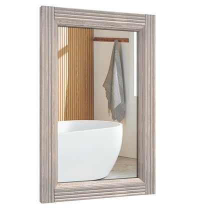 Specchio da bagno piatto con cornice in legno massello